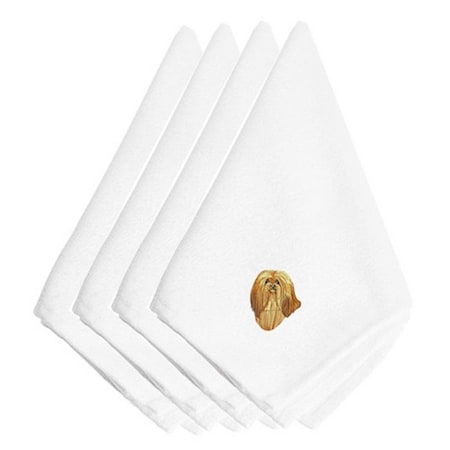 Carolines Treasures Lhasa Apso Embroidered Napkins, Set of 4 EMBT2641NPKE